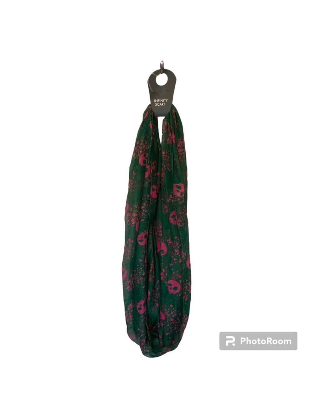 Green Pink Skull Infinity Scarf Women's Large Lightweight Halloween Goth